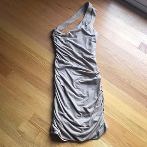 BEBE one shoulder crocodile dress